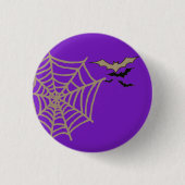 Spooky Spider Web, Fledermäuse Halloween Slogan Button (Vorderseite)