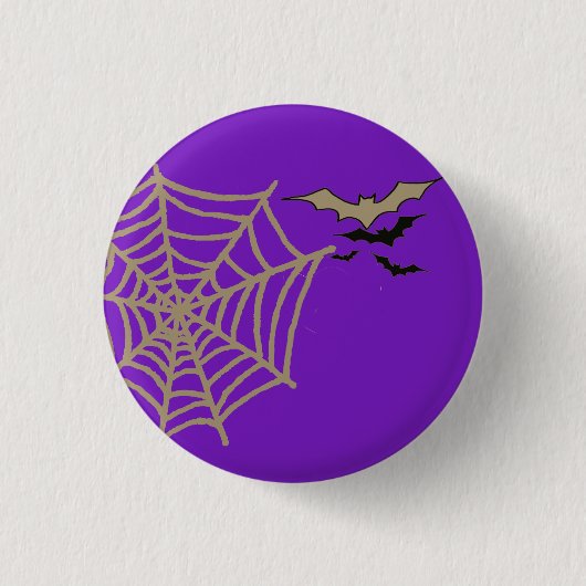 Spooky Spider Web, Fledermäuse Halloween Slogan Button (Vorderseite)