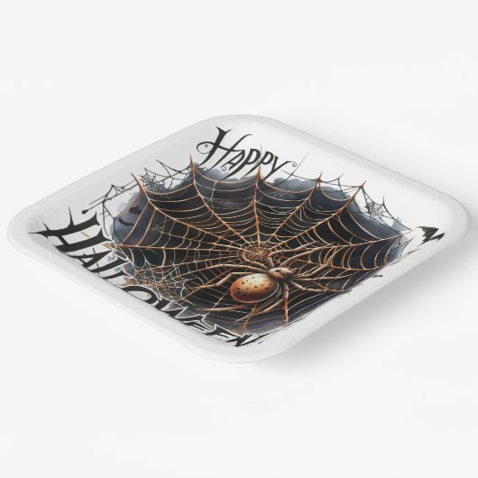 Spooky Spider Web Halloween Papierplatte Pappteller (Gewinkelt)