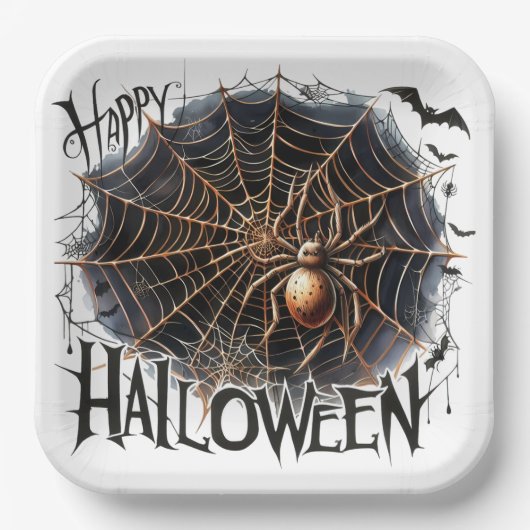 Spooky Spider Web Halloween Papierplatte Pappteller (Vorderseite)