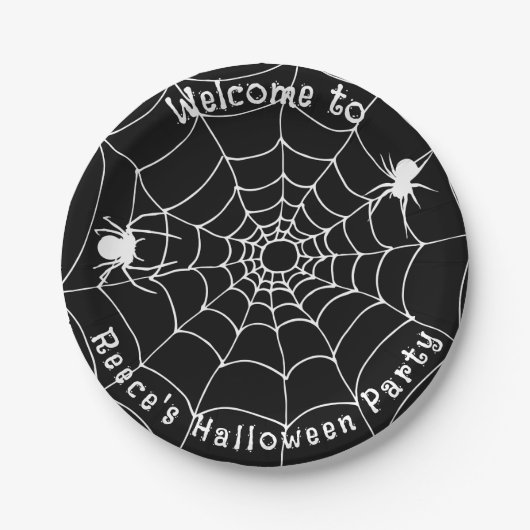 Spooky Spiders und Cobwebes Halloween-Party Pappteller (Vorderseite)