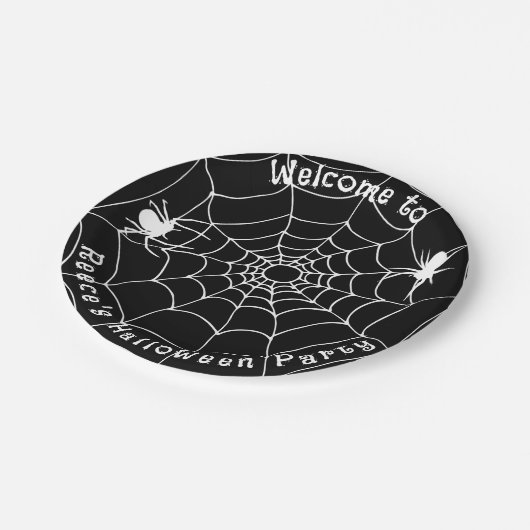 Spooky Spiders und Cobwebes Halloween-Party Pappteller (Schrägansicht)