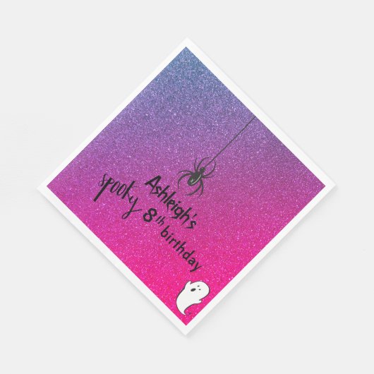 Spooky Spiegelei Glitzer Halloween Geburtstag Serviette (Ecke)