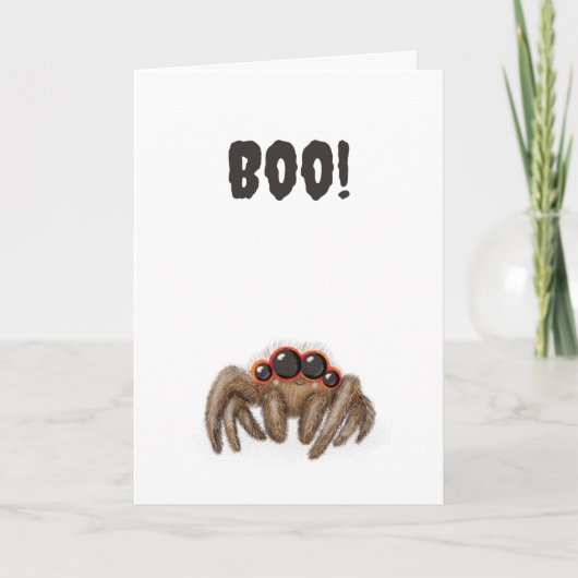 Spooky Spinne 'Boo'! Halloween-Karte Karte (Vorderseite)
