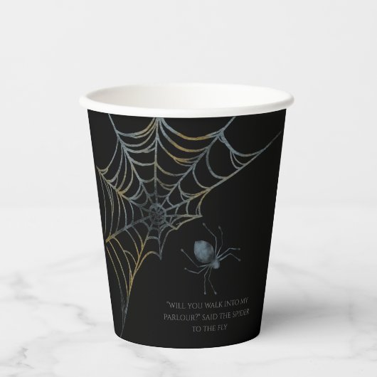 Spooky Spinne und Spider Web Halloween Pappbecher (Vorderseite)