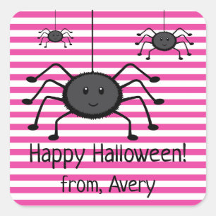 Spooky Spinnen Rosa Streifen Halloween Sticker