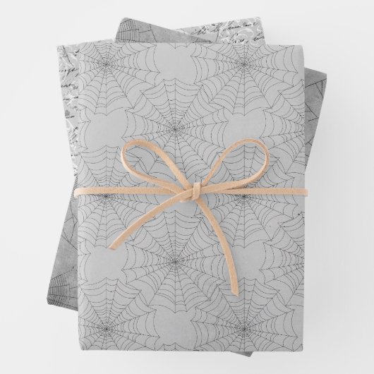 Spooky Spinnennetze Geschenkpapier Set (Beispiel)