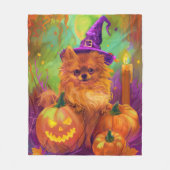 Spooky Spitz Halloween Hexe und Kürbis Fleecedecke (Vorderseite)