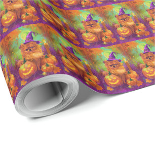 Spooky Spitz Halloween Hexe und Kürbis Geschenkpapier