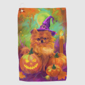 Spooky Spitz Halloween Hexe und Kürbis Golfhandtuch (Vorderseite)