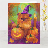 Spooky Spitz Halloween Hexe und Kürbis Karte (Gelbe Blume)