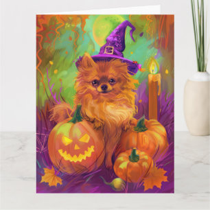 Spooky Spitz Halloween Hexe und Kürbis Karte