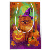 Spooky Spitz Halloween Hexe und Kürbis Mittlere Geschenktüte (Vorderseite)