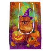 Spooky Spitz Halloween Hexe und Kürbis Mittlere Geschenktüte (Rückseite)