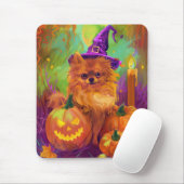 Spooky Spitz Halloween Hexe und Kürbis Mousepad (Mit Mouse)