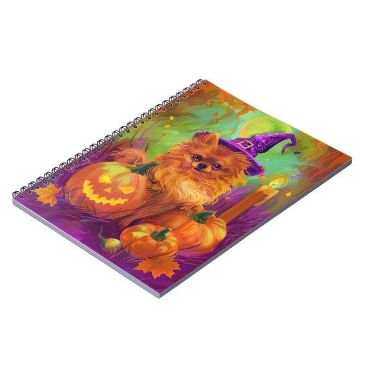 Spooky Spitz Halloween Hexe und Kürbis Notizblock (Linke Seite)