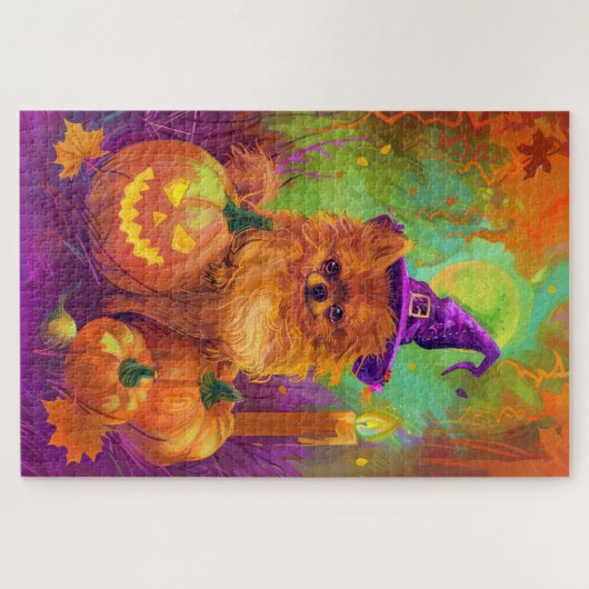 Spooky Spitz Halloween Hexe und Kürbis Puzzle (Horizontal)