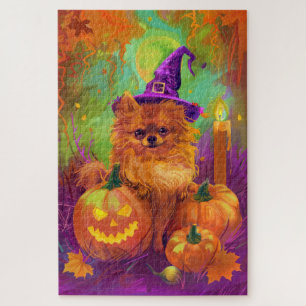 Spooky Spitz Halloween Hexe und Kürbis Puzzle
