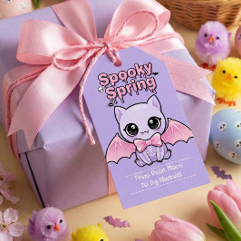 Spooky Spring Bat Lavender Pastel Goth Gift Tag Geschenkanhänger