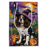 Spooky Springer Spanier Halloween Hexenkürbis Mittlere Geschenktüte (Vorderseite)
