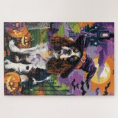 Spooky Springer Spanier Halloween Hexenkürbis Puzzle (Horizontal)