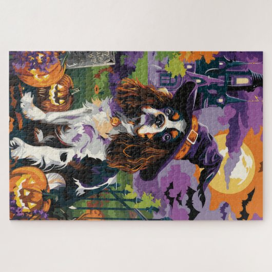 Spooky Springer Spanier Halloween Hexenkürbis Puzzle (Horizontal)