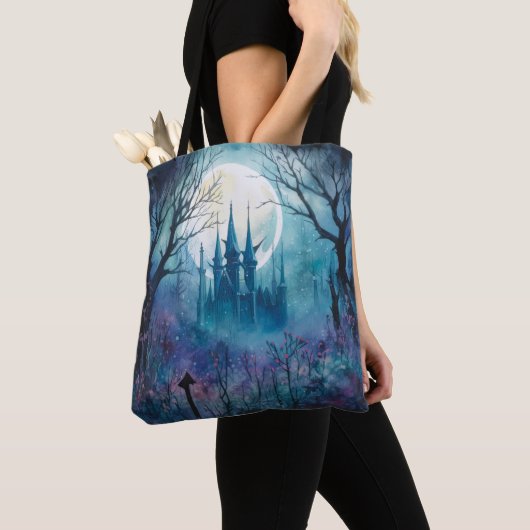 Spooky Spuk Castle Full Moon Blue Halloween Tasche (Von Nahem)