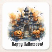 Spooky Spuk Castle Halloween Paper Untersetzer (Vorderseite)