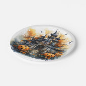 Spooky Spuk Castle Halloween Papierplatte Pappteller (Schrägansicht)