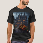 Spooky Spuk House and Jack-O-Lanterns Unisex T-Shirt (Vorderseite)