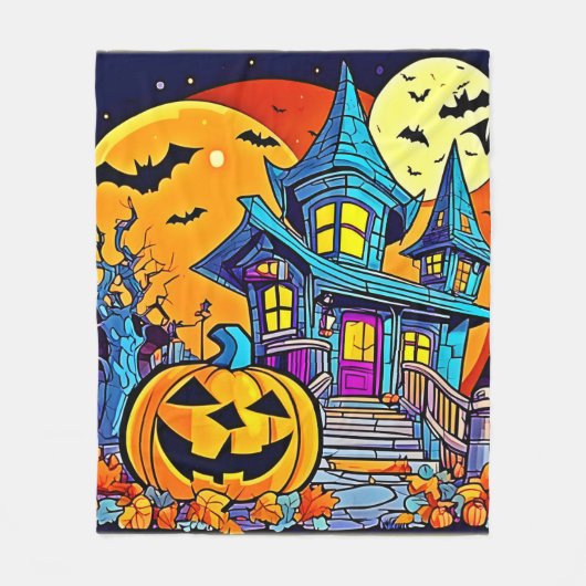 Spooky Spuk House Artwork Fleecedecke (Vorderseite)