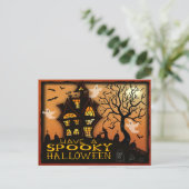 Spooky Spuk House Bats Ghosts Halloween Postkarte (Stehend Vorderseite)