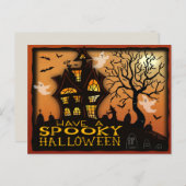 Spooky Spuk House Bats Ghosts Halloween Postkarte (Vorne/Hinten)
