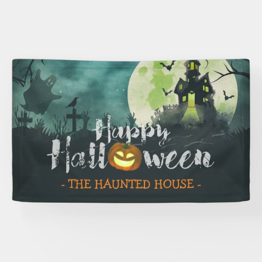 Spooky Spuk House Costume Night Sky Halloween Banner (Horizontal)