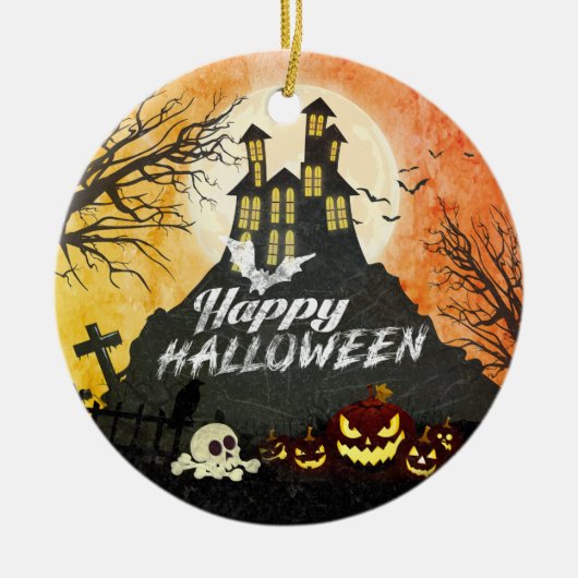 Spooky Spuk House Costume Night Sky Halloween Keramik Ornament (Vorne)