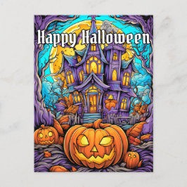 Spooky Spuk House | Frohe Halloween Postkarte