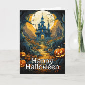 Spooky Spuk House - glückliches Halloween Karte (Vorderseite)