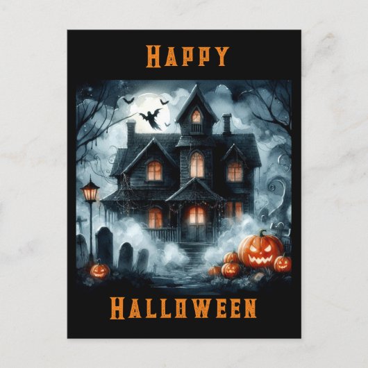 Spooky Spuk House Halloween AI Postcard Postkarte (Vorderseite)