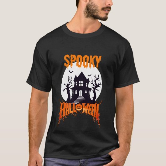 Spooky Spuk House Halloween Art T-Shirt (Vorderseite)