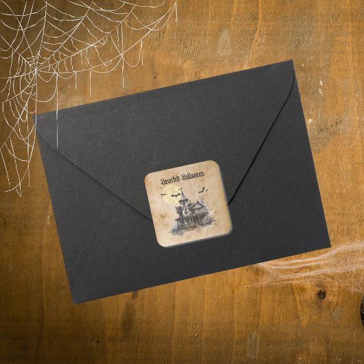 Spooky Spuk House Halloween Bats Quadratischer Aufkleber