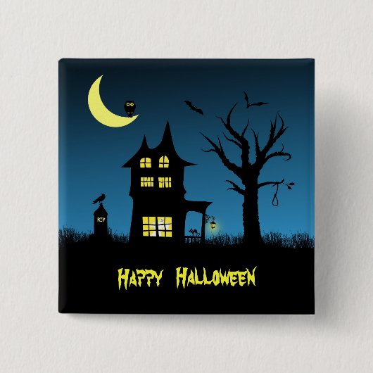 Spooky Spuk House Halloween Button (Vorderseite)