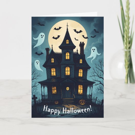 Spooky Spuk House Halloween Card Karte (Vorderseite)