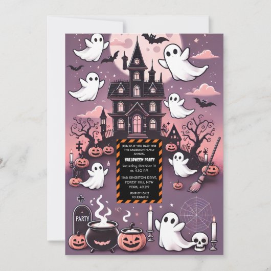 Spooky Spuk House Halloween Custom Ghost Theme Einladung (Vorderseite)