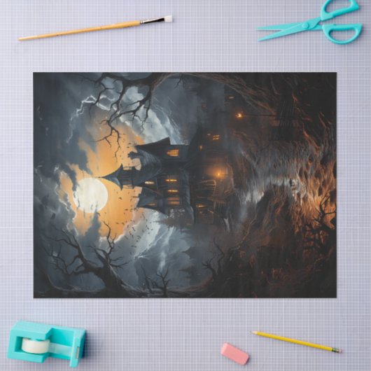 Spooky Spuk House Halloween Decoupage Seidenpapier (Basteln)