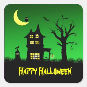 Spooky Spuk House Halloween Dekorative Quadratischer Aufkleber