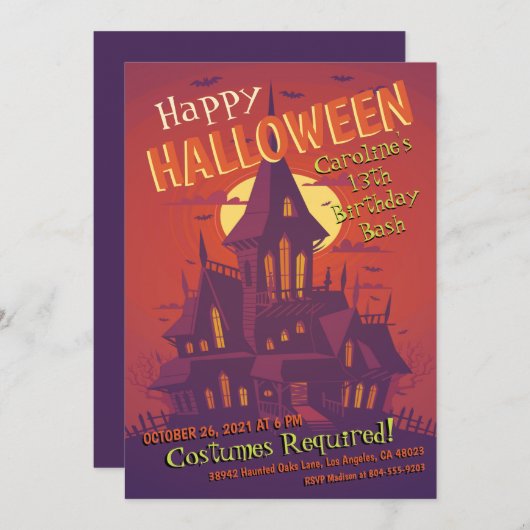 Spooky Spuk House Halloween Einladung (Vorne/Hinten)