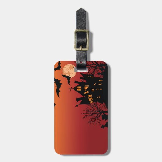 Spooky Spuk House Halloween Gepäckanhänger (Vorderseite vertikal)