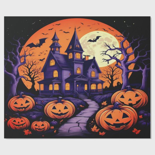 Spooky Spuk House Halloween Geschenkpapier (Flach)
