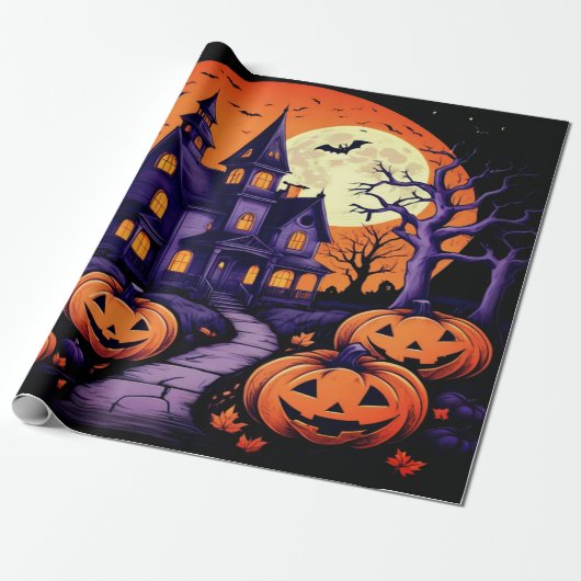 Spooky Spuk House Halloween Geschenkpapier (Ungerollt)