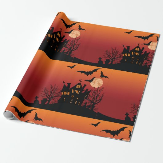 Spooky Spuk House Halloween Geschenkpapier (Ungerollt)